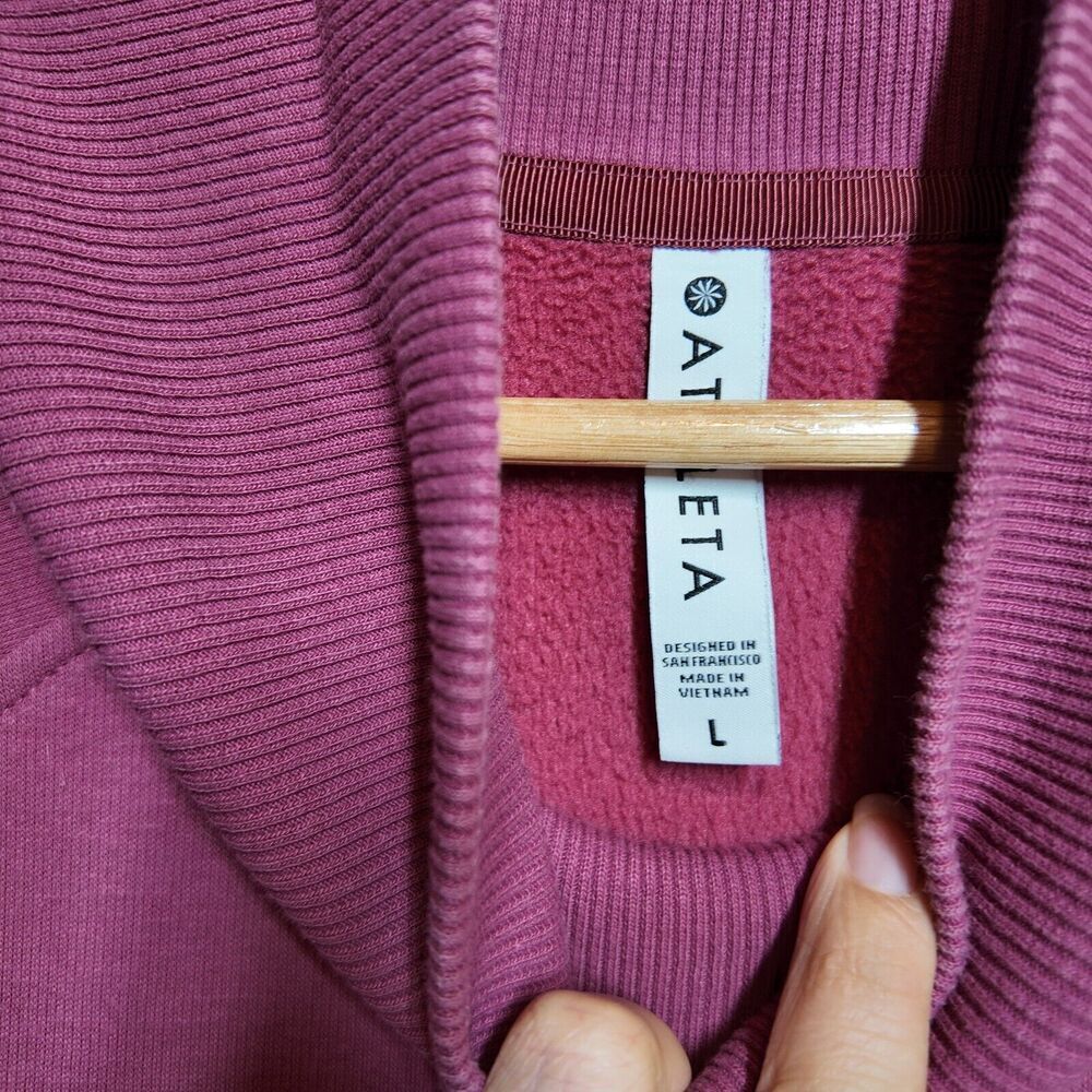 ATHLETA L Cozy Karma Side Zip Funnel Neck Pink Cozy Zip Accents Loungewear - Picture 5 of 10